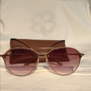 Ray-Ban Gold Frame Sunglasses with Brown/Pink Lenses